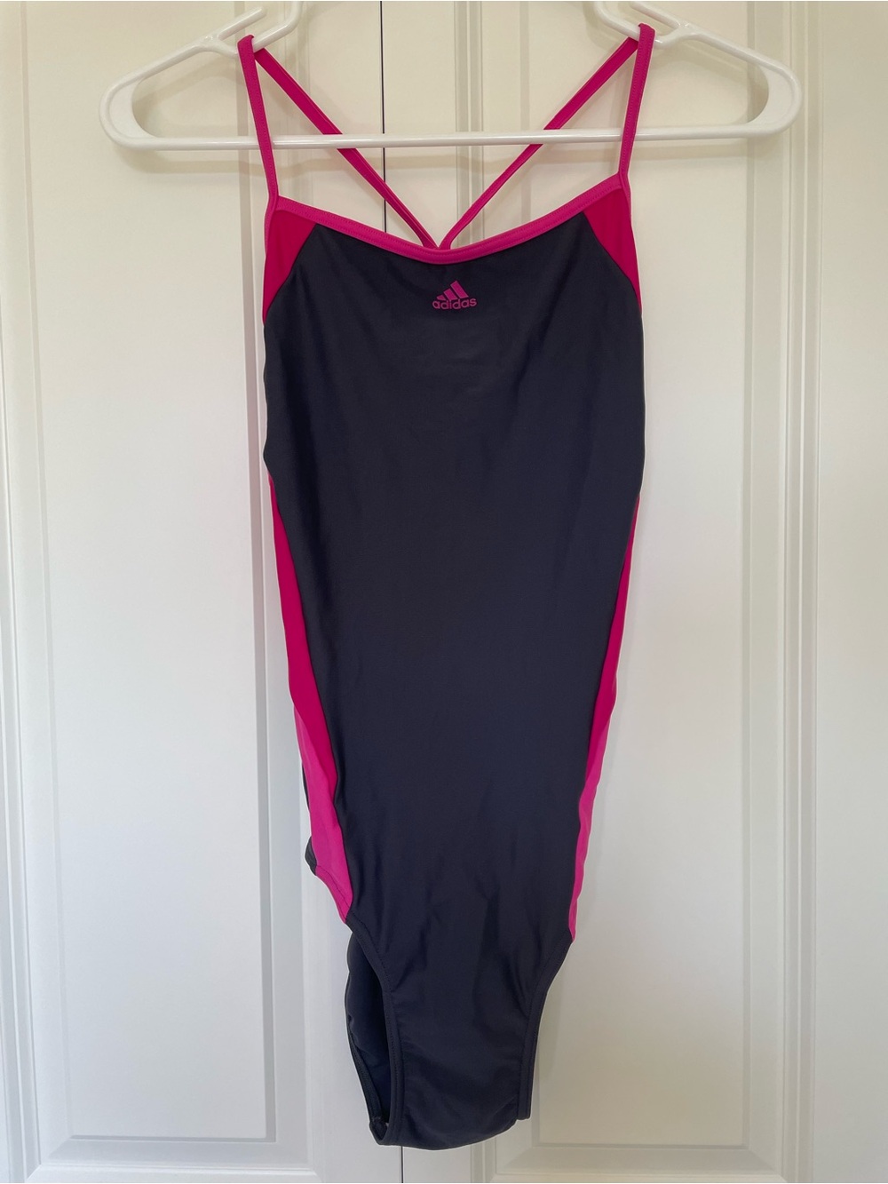 Adidas Gray & Hot Pink Strappy One Piece Swimsuit Size 15-16 Years